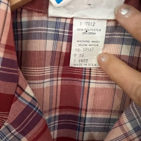 Vintage 70s Plaid Shirtwaist Dress Midi Dagger Collar Belted M Cottagecore - Picture 9 of 9